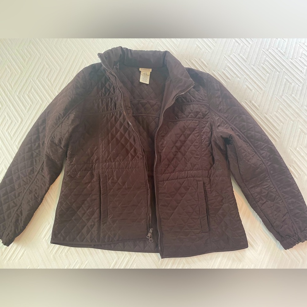 Classic Elements Brown Quilted Bomber Jacket